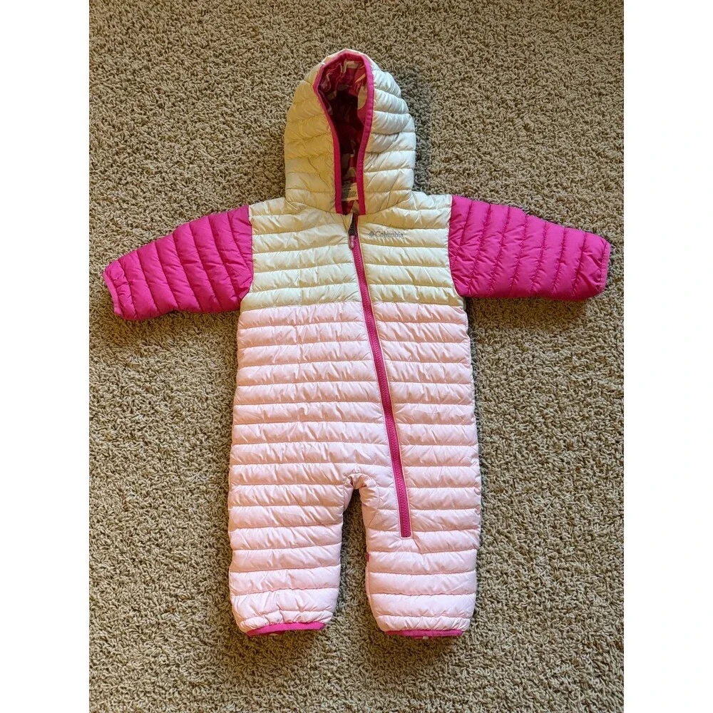 Columbia Infant Powder Lite II Reversible Bunting Snowsuit Girl's 6-12 Mo Pink
